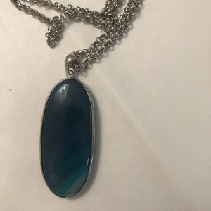 Beautiful long chain necklace NWOT blue / turquoise stone WHBM